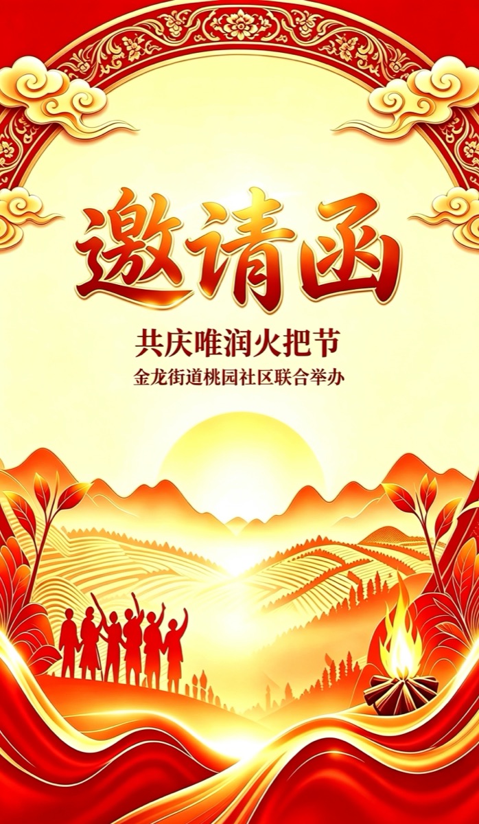 共庆唯润火把节活动邀请函封面